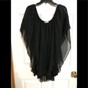Beautiful Black winged  Chiffon Dress Shirt